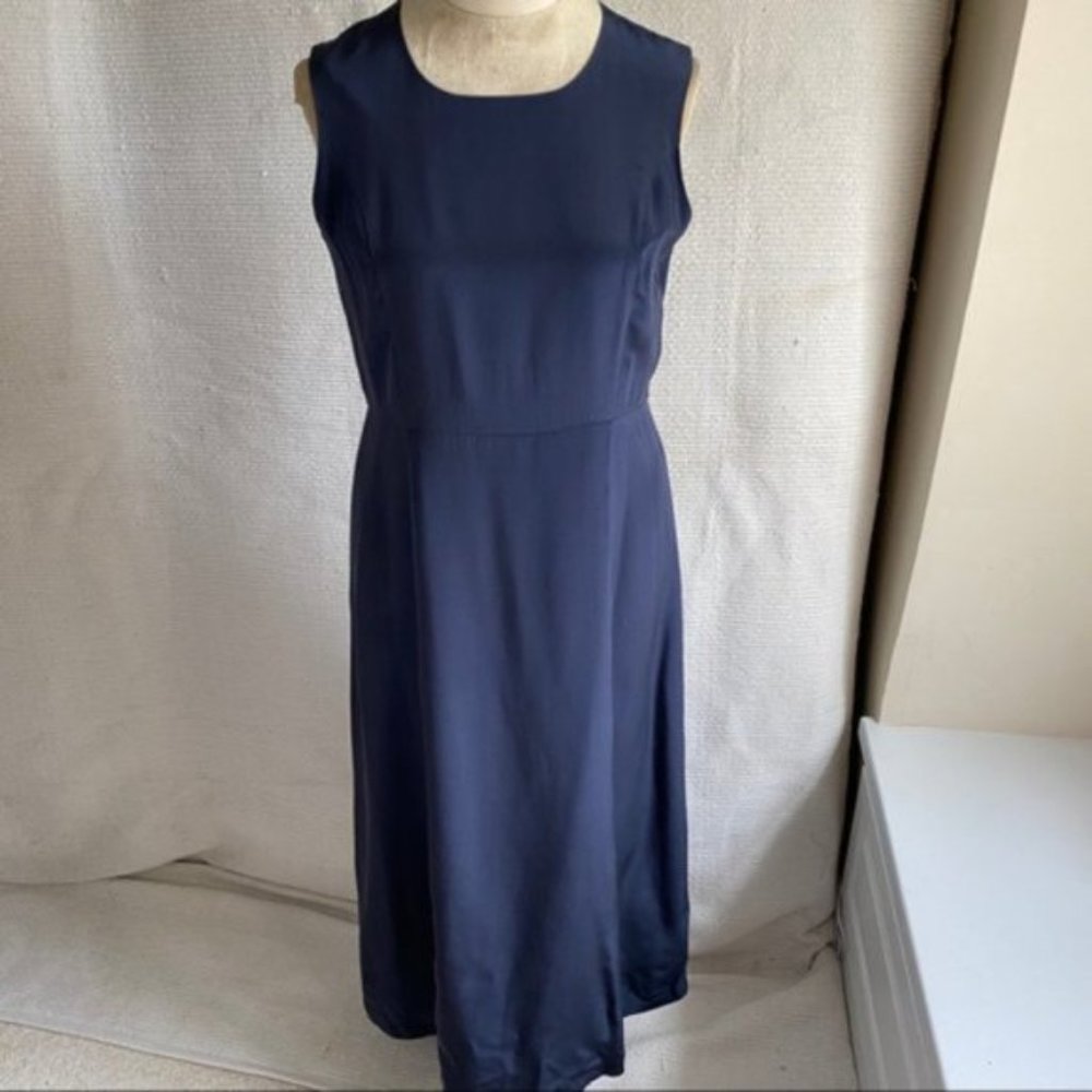 Vintage 100% Silk 14 Simple Maxi Long Dress Black - Picture 5 of 7